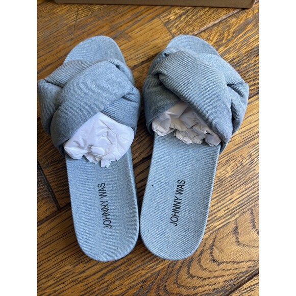 NEW $198 Johnny Was Ojai Sandal Size 10 Women's Blue Denim Slide Sandal - Picture 5 of 9